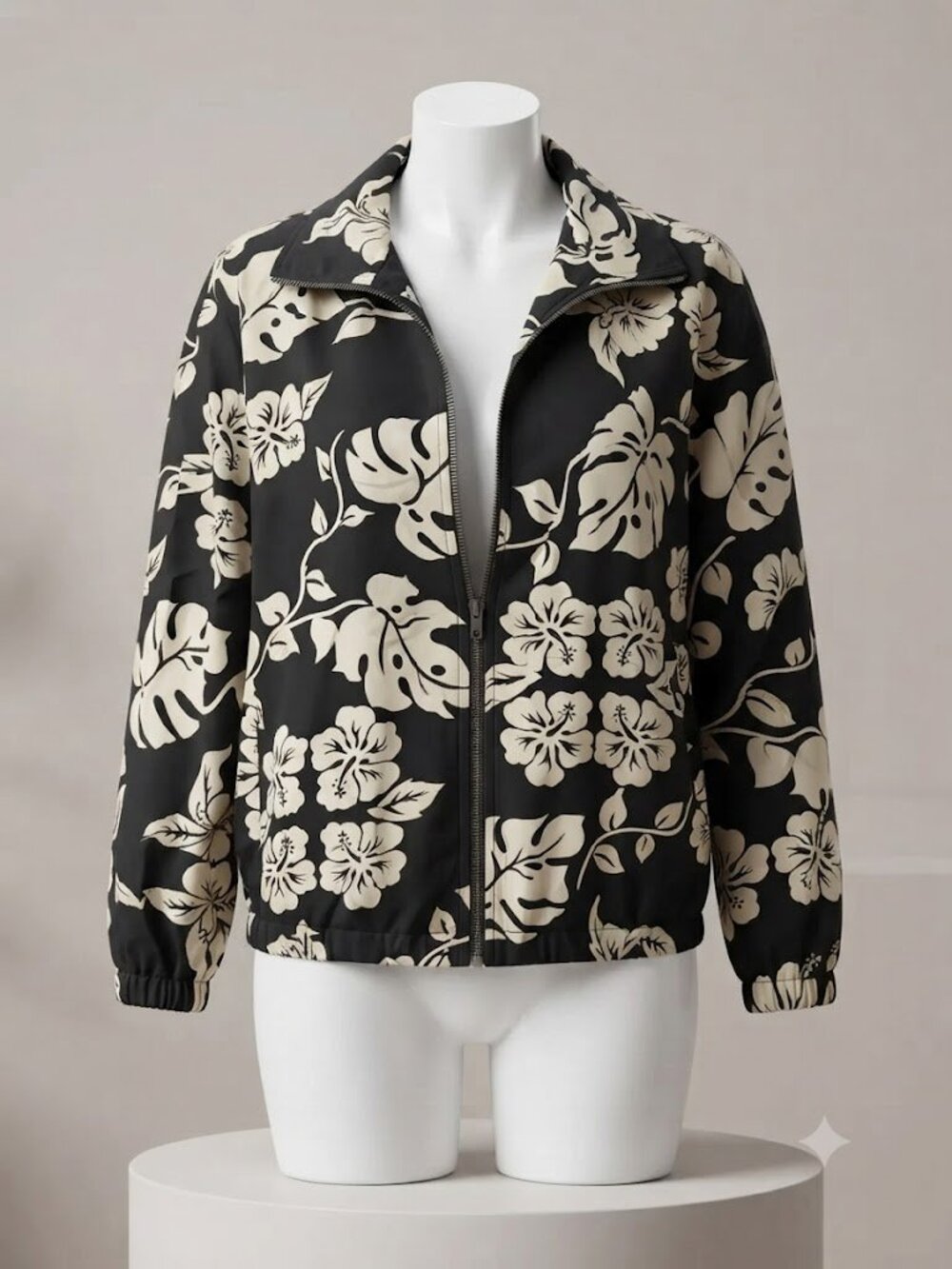Hawaiian Silk Co Floral Bomber Jacket XL Unisex Resortwear Vacation Vibe NWOT